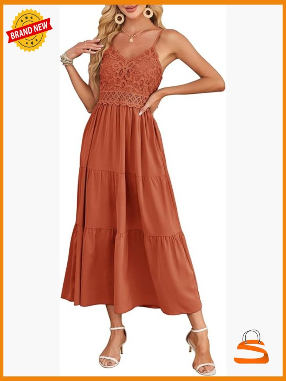 Crochet Lace Maxi Dress Spaghetti Strap Bohemian Beach